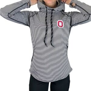 Bend Ohio State NWOT Striped Black and White Women's Hoodie Athletic Fit Sz Med